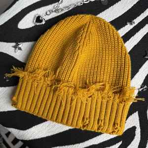 Bonnet tricoté chaud unisexe style streetwear américain, motif déchiré, pour l'hiver, style hip-hop punk - Product Image 5