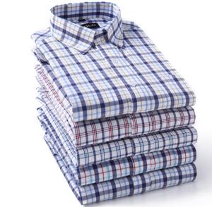 Spot checkered men's casual shirt new office uniform long-sleeved shirts made in China