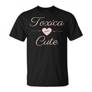 Camiseta negra con diseño de corazón de Toxica Cute PERO, camiseta gráfica moderna a la moda para mujer - Product Image 2