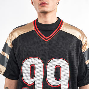 Maillot de football/soccer en maille respirante pour homme, col en V, 100 % coton, coupe oversize, avec impression personnalisée et blocs de couleur, par le fabricant - Product Image 2