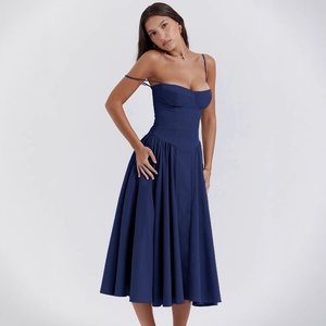 Abito lungo da donna 2026 estivo, stile occidentale, vibrante, retrò francese, con spalline sottili, elegante, vintage da <span class=keywords><strong>palazzo</strong></span> - Product Image 2