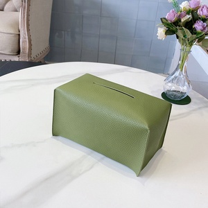 Tissue Box Square Pu Leather Car Napkin Frame Visor Tissue Box Square Bathroom Table Bedside Table Office Desk Tissue Box Cover