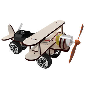 Planeador biplano de madera Diy, materiales hechos a mano, Kit de vástago educativo, Avión de rodaje eléctrico de madera, juguete para niños - Product Image 1