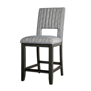 Chaises de salle à manger modernes et convertibles à hauteur de comptoir, 2 pièces, avec assise et dossier rembourrés en tissu, pieds en bois, finition bleu-gris - Product Image 4