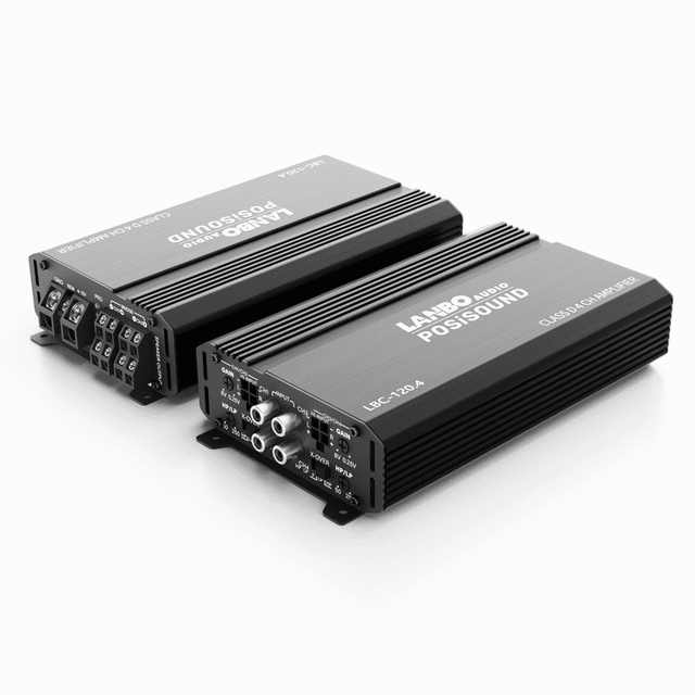 Professional Car Stereo Class D Amplifier 4CH 4x120W RMS Class D Monoblock Amp for Subwoofers & Speakers
