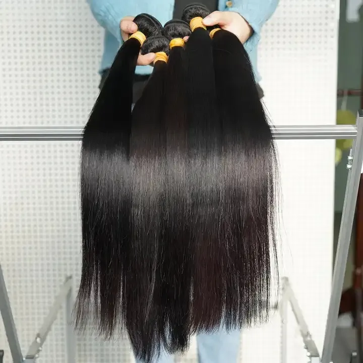 Vietnamese Rauw Haar Groothandel Bundels Inslag Bot Rechte Grote Voorraad Van Topkwaliteit Maagdelijk Haar 100% Remy Hair Extensions