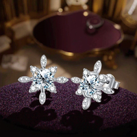 Gra étincelant Moissanite pierre 0.5CT inhabituel flocon de neige boucle d'oreille pour les femmes en argent Sterling 925 fête de mariage bijoux de luxe