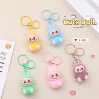 Porte-clés en peluche floquée mignon, petit animal, pendentif de sac, porte-clés en fausse fourrure douce, breloque cadeau