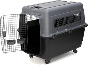 High-quality Foldable Portable Aluminum <b>Plastic</b> Pet Air <b>Crate</b> White Gray BSCI Certified for Outdoor Dogs Cats Travel Carriers - Product Image 3