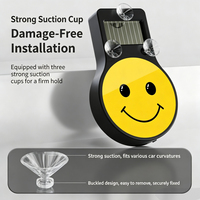 Lumière d'ambiance LED pour voiture à énergie solaire avec visage souriant Emoji, ventouse, lumière d'avertissement pour fenêtre de voiture, capteur de vibration sans fil