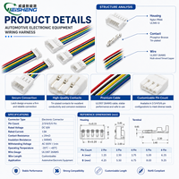 Kabel Konektor Elektronik Nylon JST GHR-05V-S 1.25mm 5Pin Male Female Locking Adapter, Rating IP20, 300V, Tembaga Berlapis Timah 1.0A