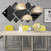 Ensemble de décoration murale DIY moderne pour la maison, autocollants muraux en acrylique 4 pièces, autocollants muraux en miroir