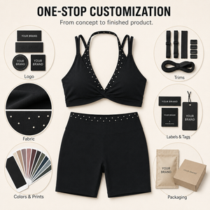 Set Yoga Personalizzato con Logo, Abbigliamento <span class=keywords><strong>Sportivo</strong></span> da Donna, <span class=keywords><strong>Reggiseno</strong></span> <span class=keywords><strong>Sportivo</strong></span> <span class=keywords><strong>Bianco</strong></span> a Pois a Doppio Strato e Pantaloncini da Yoga, Completo Riciclato per Pilates - Product Image 3