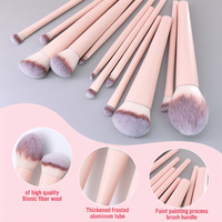 Ensemble professionnel de 12 pinceaux de maquillage rose pâle, pinceaux en fibres synthétiques vegan de qualité supérieure, pinceaux cosmétiques à étiquette privée, ensemble d'outils