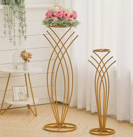 Support à fleurs en métal doré, Centres de table en métal doré, Socle en métal, Support pour fleurs, Décoration de mariage, Centres de table
