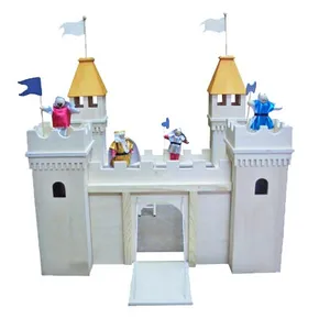 Yellow Roof Wooden Toy Castle for Kids DIY