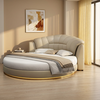Lit double réglable en cuir Queen, moderne, simple, luxueux, confortable et moelleux pour chambre principale, mariage de princesse