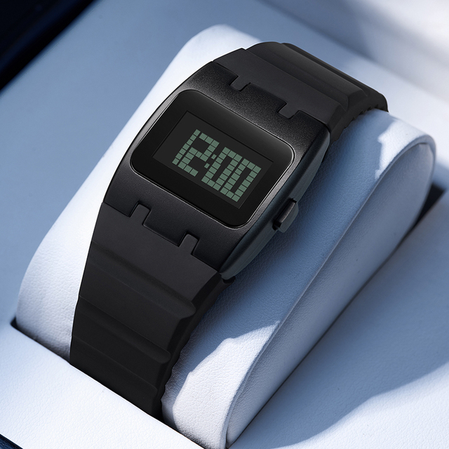 Fashionable men's watch student large dial silicone sports multi-functional cold light waterproof electronic calendar watch