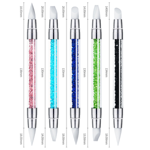 Juego de 5 Plumas de Silicona de Doble Punta de Alta Calidad para Esculpir Uñas, con Mango de Diamantes de Imitación Brillantes, Pluma de Silicona Suave para Tallar Uñas - Product Image 6