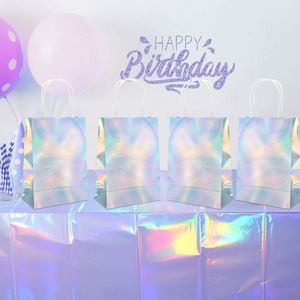 Sacs cadeaux en papier kraft imprimés sur mesure avec impression intégrale, argentés au laser, pour les fêtes de Noël, les mariages, les anniversaires - Product Image 2