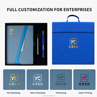 Ensemble cadeau de carnet de notes d'affaires personnalisé de luxe avec logo, carnet à trois volets en cuir PU avec stylo, boîte cadeau de papeterie de bureau