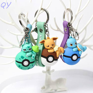 QY Cute Silicone <b>Keychains</b> 3D Cartoon Squirtle Bpocket monster Non-Toxic Rubber Key Rings - Product Image 2
