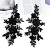 Personnalisé blanc 3D fleur perlée Patch Sequin brodé dentelle Applique florale pour robe de mariée vêtements, vêtement et bricolage décoration