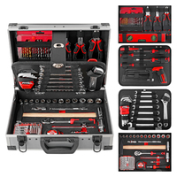 Kit d'outils de mécanique automobile professionnel pour le bricolage et le garage. Douilles, clés, pinces à outils dans un coffre à outils en métal. OEM ODM prêt