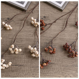 Melania Berry - Fruta de la Fortuna Artificial, Color Blanco Café, Espuma, Decoración para el Hogar, Ramo de Boda - Product Image 3