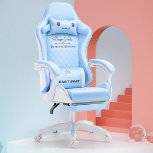 <strong>Pink</strong> Foldable Swivel Gaming <strong>Chair</strong> with Massage Function Ergonomic PU Leather Design - Product Image 2