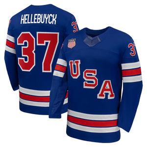 Maglia da Hockey su Ghiaccio della Squadra Nazionale USA 2026, Uniforme Ricamata Traspirante ad Asciugatura Rapida, Loghi Jack Hughes Connor Hellebuyck - Product Image 4