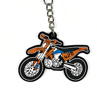 Porte-clés en PVC personnalisé pour motocross, orange et bleu, en caoutchouc souple, pour moto tout-terrain, souvenir, cadeau pour motards, vente en gros