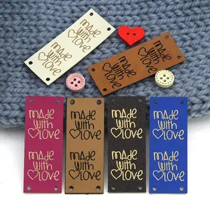 Hand Made with Love Tags for Clothes Leather Label Sewing Accessories Handmade Labels for Clothes Hats DIY Knitting