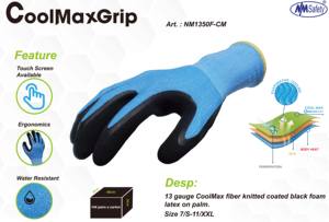 NMSAFETY-guantes de jardín de Palma de látex con revestimiento de concha de secado rápido, calibre 13, poliéster, EN388 2016 2131X - Product Image 3