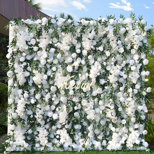 KL-WA98 Factory Custom Decorative Roll up <b>Artificial</b> 5d Rose <b>Flower</b> <b>Wall</b> Panel Backdrop for Wedding Event Party Stage Decoration - Product Image 1