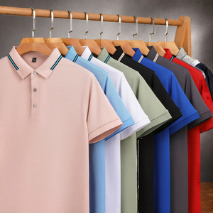 Unisexe pour Polo Col Flip Manches Courtes Respirant 100% Coton Tissu Tricoté-180 Grammes À La Mode Couleur Unie pour Hommes - Product Image 1