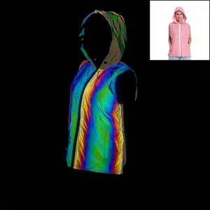 classical night outdoor exercise safety man women pink yellow hi viz reflective hooded zipper vest with breathable mesh lining
