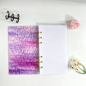 Couverture de carnet A6 à 6 anneaux en acrylique effet vague d'eau, dégradé doré, coque de planificateur détachable, cadeau - Product Image 6