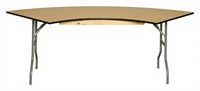 Dia. Table ronde moderne de 366 cm, structure en bois et métal robuste, table de banquet pliante en serpentine, ensemble de 4 tables en forme de croissant