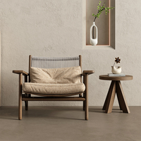 Fauteuil en bois massif de style nordique moderne, fauteuil de salon moderne et luxueux