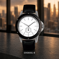 Herren Multifunktions-Quarzuhr Edelstahlgehäuse mit Echtlederarmband Business Casual Herren-Armbanduhr Individuelles Logo