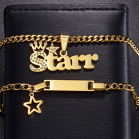 Bracelet Chaîne Cœur en Acier Inoxydable Gravé au Laser, Plaqué Or PVD 18 Carats, avec Nom Personnalisé – Cadeau Parfait pour Enfants