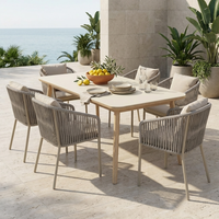 Table de repas d'extérieur moderne en alliage d'aluminium, imperméable et légère, empilable, design rectangulaire pour patio et jardin