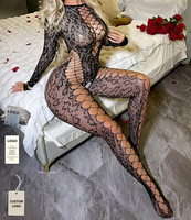 Combinaison sexy pour femme en résille érotique 2026, body en nylon ajouré avec strass, combinaison intégrale sans entrejambe