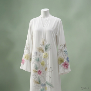 ชุดเดรสสีงาช้างปักลายดอกไม้สุดหรู - Product Image 3