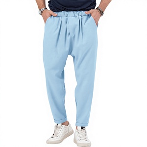 Calças <span class=keywords><strong>Harem</strong></span> Masculinas Novas para Comércio Transfronteiriço, Esportivas Casuais, Modernas e na Moda, Cor Sólida, Cintura Média, Respiráveis, com Pregas Frontais e Gancho Rebaixado - Product Image 1