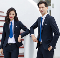Uniforme de caissière/banquière professionnel noir ajusté pour femme – Costumes d'affaires haut de gamme à motif uni – Vente en gros