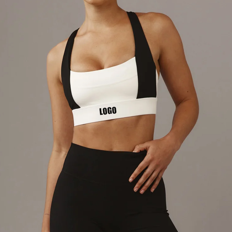OEM Custom Manufacturers Color Blocked Adjustable Back Strap High Support Sports Bra for Women