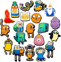 Prêts à être expédiés : Charmes pour Crocs en PVC souple, exquis, 3D, avec personnages de dessins animés (héros garçon, chien jaune, princesse rose, robot, sorcier de glace)