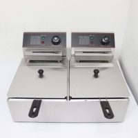 Friteuse électrique commerciale de comptoir 12L à double panier en acier inoxydable, idéale pour les restaurants et les hôtels